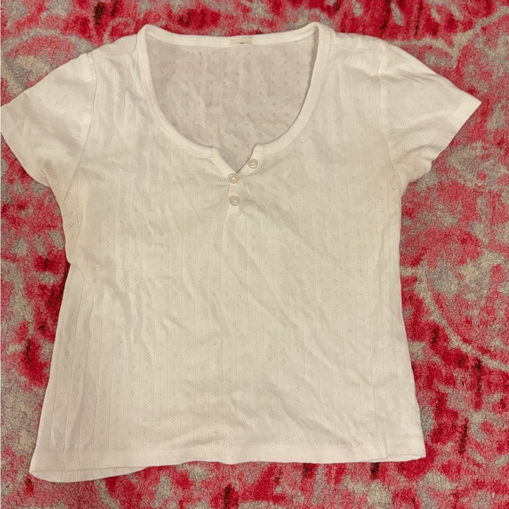 White Pointelle Top